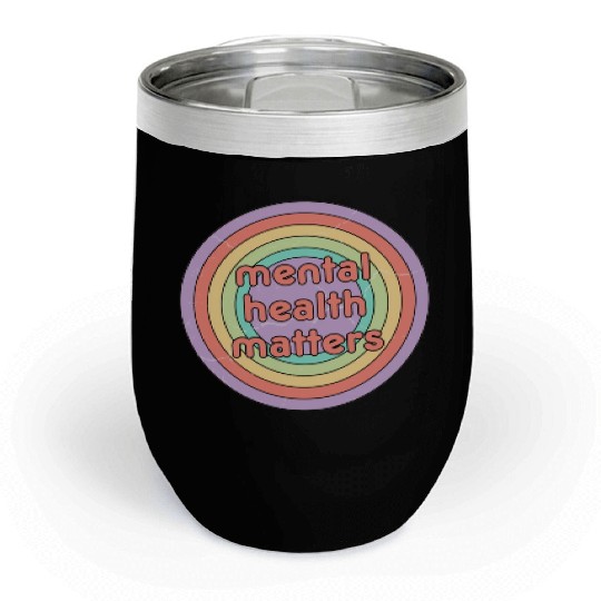 Mental Health Matters | Retro Circle Peach Candy Chill Wine Tumblers