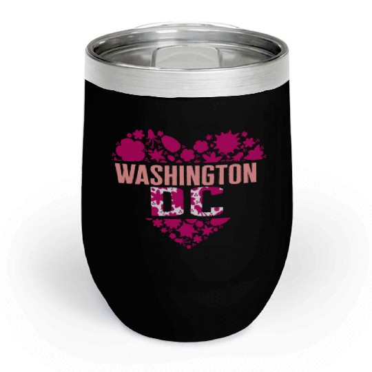 Washington DC Chill Wine Tumblers, Cherry Blossom Heart Floral