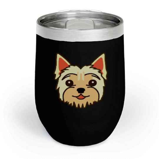 Little Yorkshire Terrier Dog Lover Yorkie Retro Chill Wine Tumblers