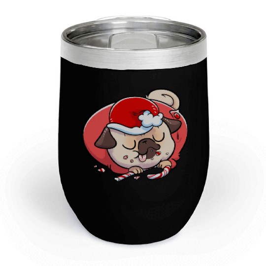 Pug Elf Candy Cane Chill Wine Tumblers