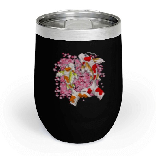 Sakura Koi Fish Gift Cherry Blossom Koi Carp Chill Wine Tumblers