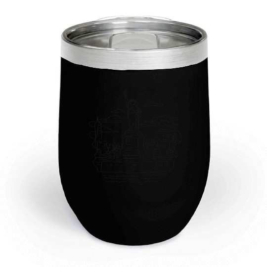Statue of Liberty New York USA Mono Line Chill Wine Tumblers