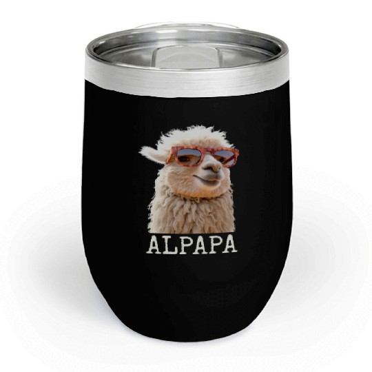 Alpaca Papa Alpapa Lama Dad Alpaca Fathers Day Chill Wine Tumblers