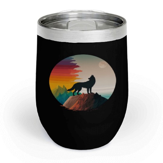 LGBTQIA+ Majestic wolf on the mountain top Chill Wine Tumblers