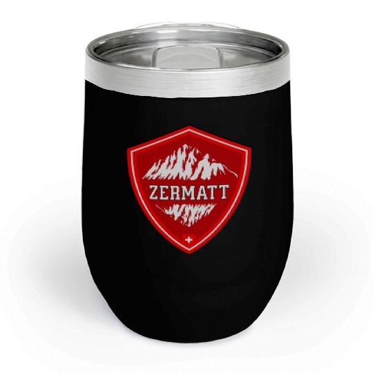 Zermatt Switzerland Flag Mountains Chill Wine Tumblers