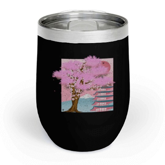 Japan aesthetics sakura tree gift cherry blossom Chill Wine Tumblers
