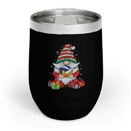 Cute Gnomes Volleyball Lover Christmas Gnome Chill Wine Tumblers