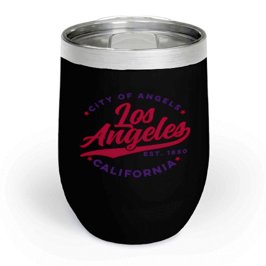 Los Angeles City Of Angels California Red Text Chill Wine Tumblers
