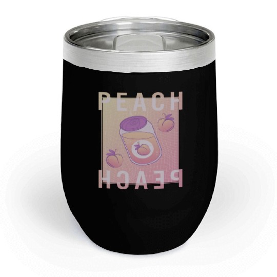 Peach Chill Wine Tumblers, Peach Soda Vaporwave Pastel Chill Wine Tumblers,