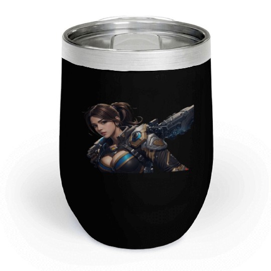 Sexy female gamer chick Chill Wine Tumblers