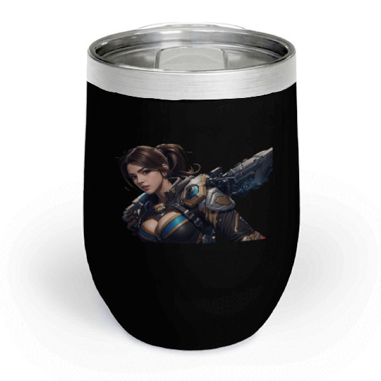 Sexy female gamer chick Chill Wine Tumblers