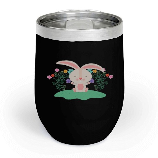 Easter Bunny Rabbit With Red Carrot Chill Wine Tumblers