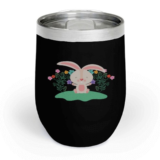 Easter Bunny Rabbit With Red Carrot Chill Wine Tumblers