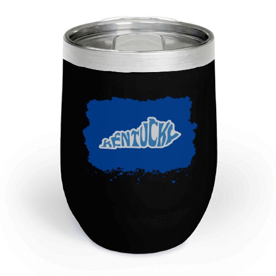 Kentucky Typography Sticker in State Shape Chill Wine Tumblers