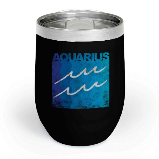 Zodiac Symbol Sign Aquarius Chill Wine Tumblers