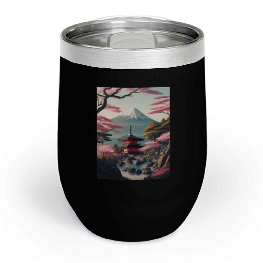 Asia Landscape Serene Mount Fuji Chill Wine Tumblers
