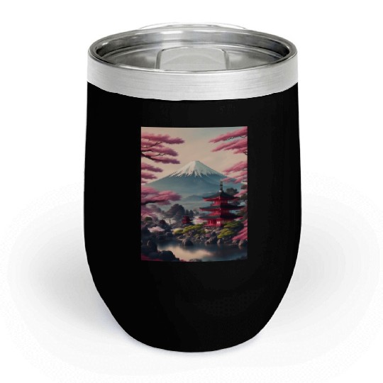 Asia Landscape Serene Mount Fuji Chill Wine Tumblers