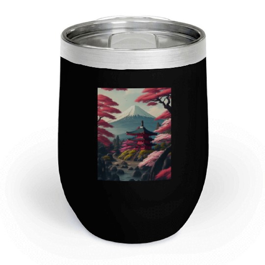 Asia Landscape Serene Mount Fuji Chill Wine Tumblers