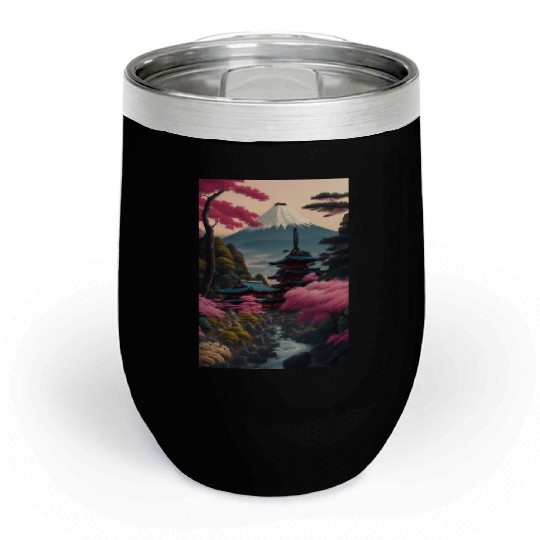 Asia Landscape Serene Mount Fuji Chill Wine Tumblers