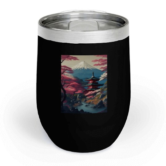 Asia Landscape Serene Mount Fuji Chill Wine Tumblers