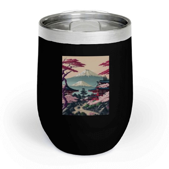 Asia Landscape Serene Mount Fuji Chill Wine Tumblers