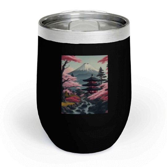 Asia Landscape Serene Mount Fuji Chill Wine Tumblers