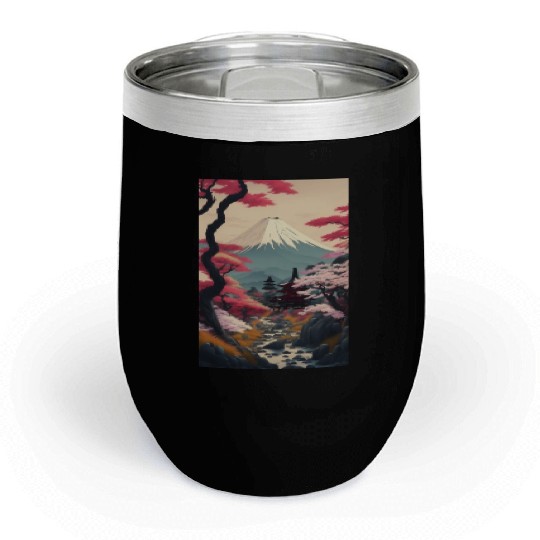 Asia Landscape Serene Mount Fuji Chill Wine Tumblers