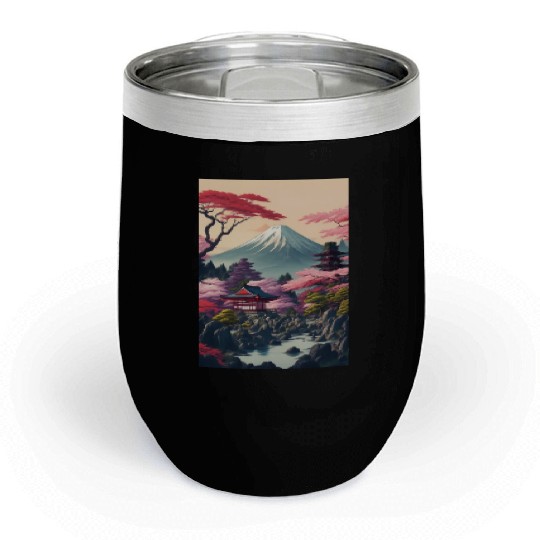 Asia Landscape Serene Mount Fuji Chill Wine Tumblers
