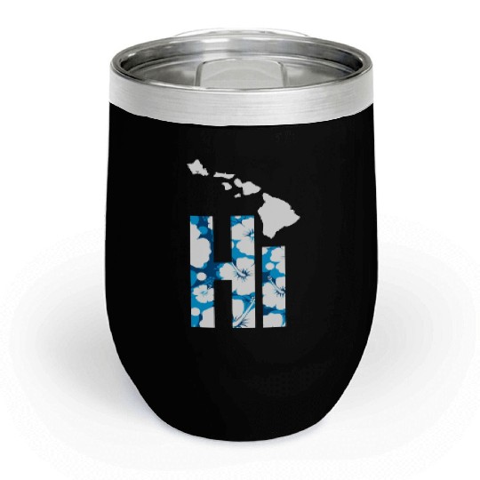Hawaii Hi Hibiscus Blues Chill Wine Tumblers