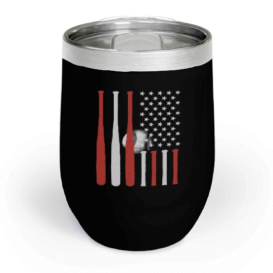 Baseball bat with America flag Chill Wine Tumblers
