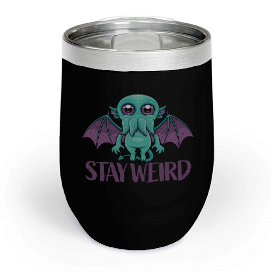 Stay Weird Cute Cthulhu Monster Chill Wine Tumblers