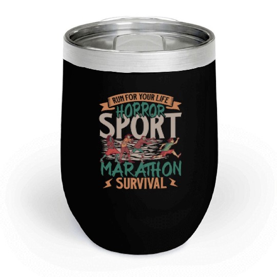 Horror Zombie Runner Half Marathon Running Jogging Chill Wine Tumblers