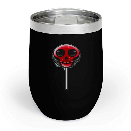 Red Skull Lollipop Trick Or Treat Halloween Chill Wine Tumblers