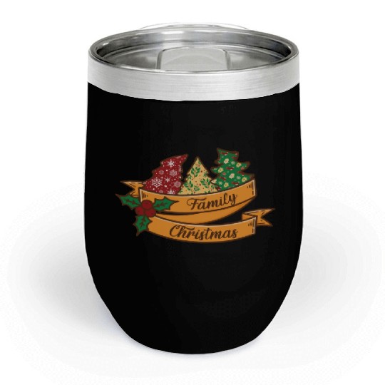 Xmas Family Christmas Mistletoe Fir Tree Chill Wine Tumblers