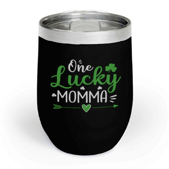 One Lucky Momma St Patric Day Chill Wine Tumblers