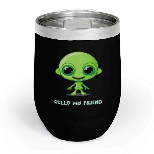 Cute alien Chill Wine Tumblers