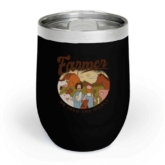 Farmer We Feed The World Chill Wine Tumblers