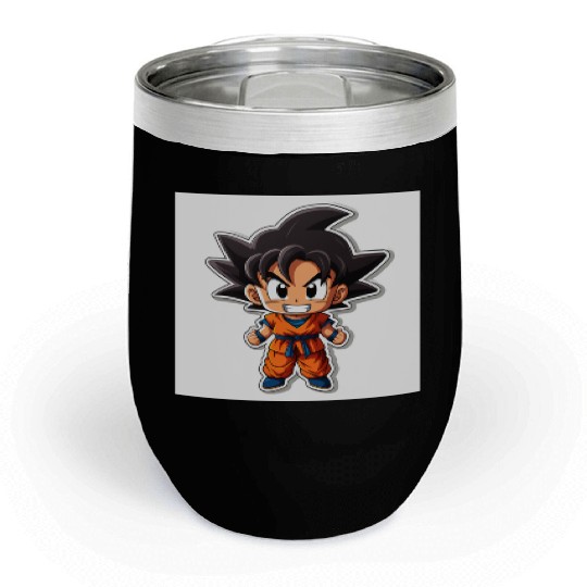 Goku Sticker Happy Bold Colors art toy style Chill Wine Tumblers