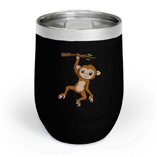 Monkey Hanging On Branch Ape Monkey Chill Wine Tumblers