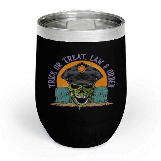 Trick or Treat, Law & Order Policeman Halloween Chill Wine Tumblers