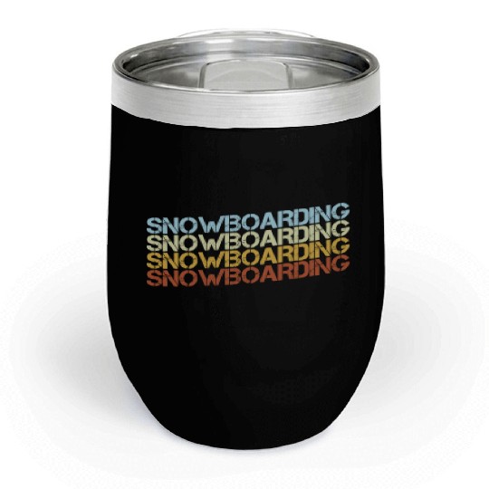Retro Snowboarding Typography Chill Wine Tumblers