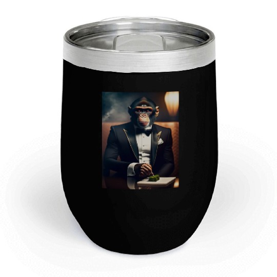 Ape in suit with Cigar Chill Wine Tumblers