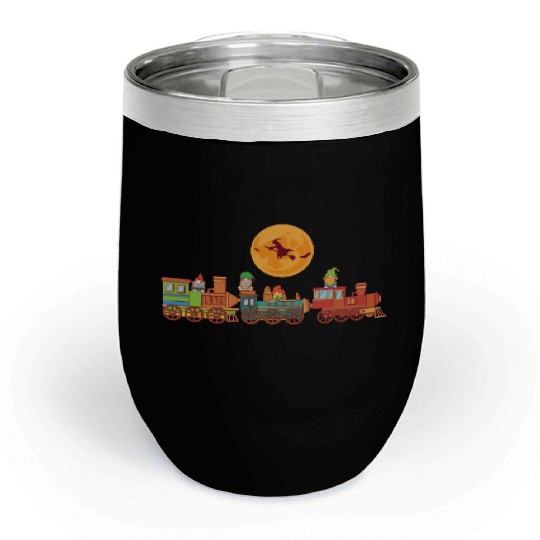 Spooky Halloween Ghost Train Gnomes Boo Trick Or Chill Wine Tumblers
