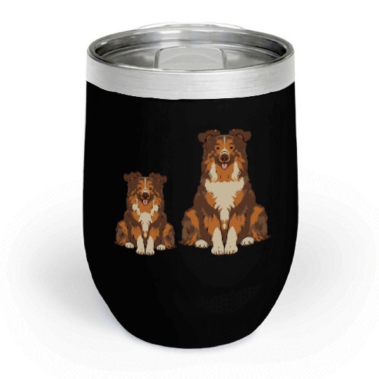 Collie Dog Lover Parent Dad Mom and Son Daughter Chill Wine Tumblers
