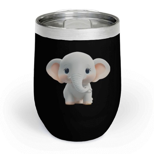 Charming Baby Elephant Innocent Wildlife Beauty Chill Wine Tumblers