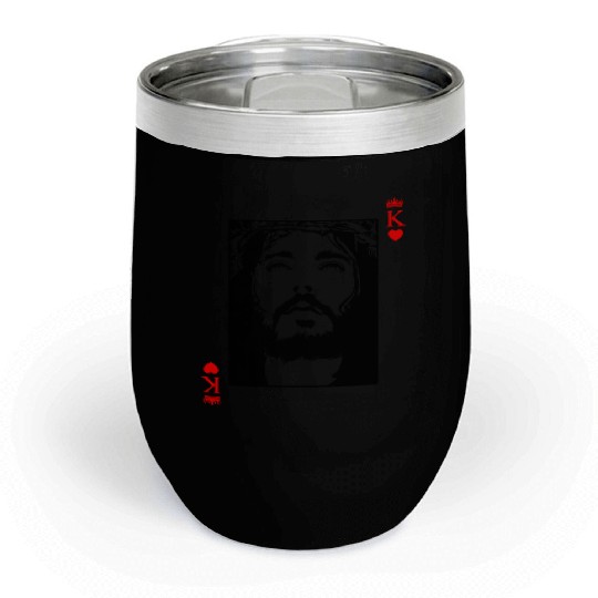 Jesus Is King Jesus King Of Hearts Card Christian Chill Wine Tumblers