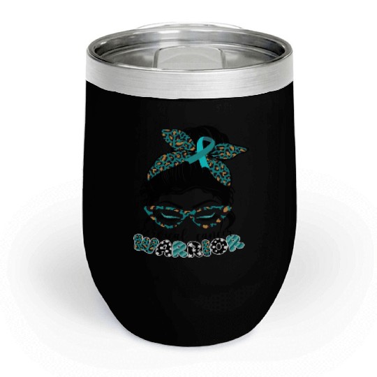 Cervical Cancer Warrior Messy Bun Girl Design Chill Wine Tumblers