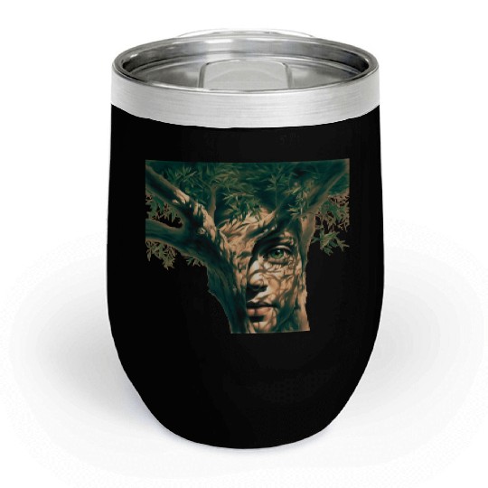 Olive tree and face Chill Wine Tumblers