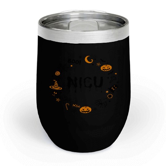 Cute NICU Halloween design | Boo NICU | Preemie Chill Wine Tumblers