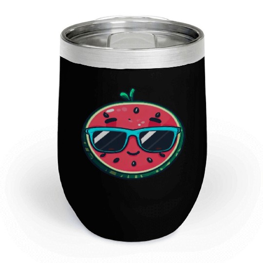 Kawaii Melon with Sunglasses: Summer Fruit Chill Chill Wine Tumblers